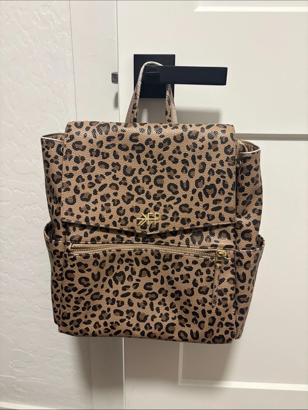 Freshly Picked Leopard Print Baby Backpack in Tan and Black